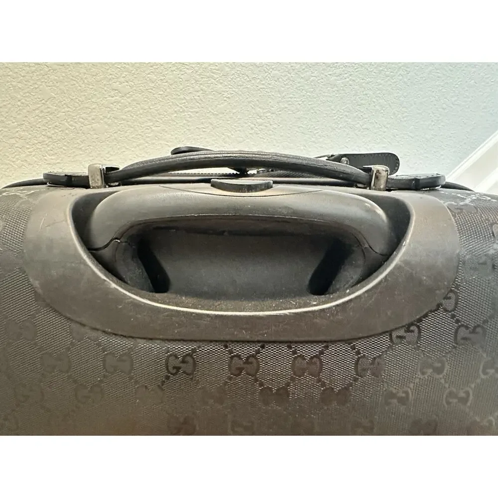AUTHENTIC GUCCI GG IMPRIME TROLLEY SUITCASE CARRY-ON LUGGAGE BLACK 293909